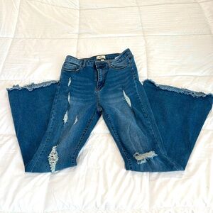Skinny Fries High Rise Distressed Flare Jeans - Size 11